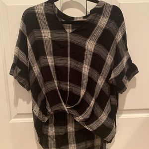 Plaid high-low top